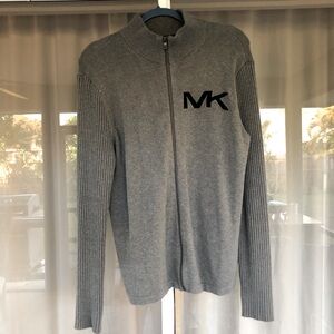 Michael Kors Full Zip Cardigan Sweater Casual Ribbed Knitted Sweater for Men
